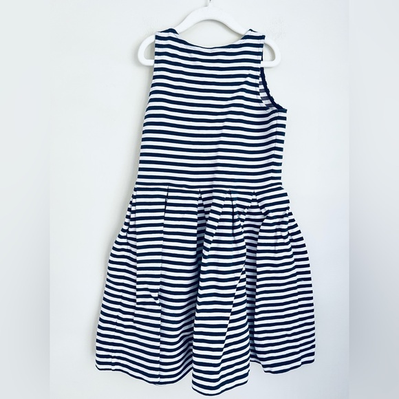 Polo Ralph Lauren girls navy Blue stripe pleated skater dress sleeveless L 12-14 - Picture 2 of 5